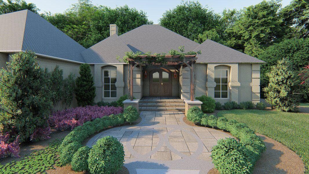 Calhoun Georgia front entry pergola landscaping OuterElements