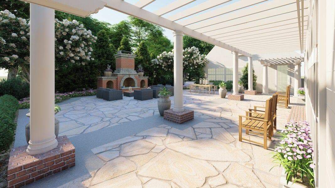 Dalton Georgia pergola and natural stone patio OuterElements