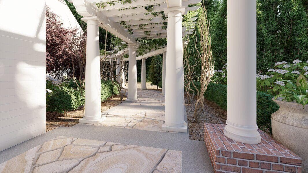 Dalton Georgia natural stone patio with pillars Outerelements